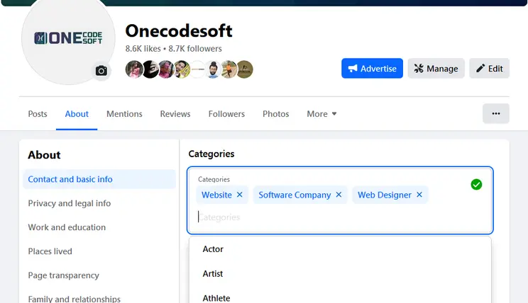 Easy way to find Facebook Page Categories
